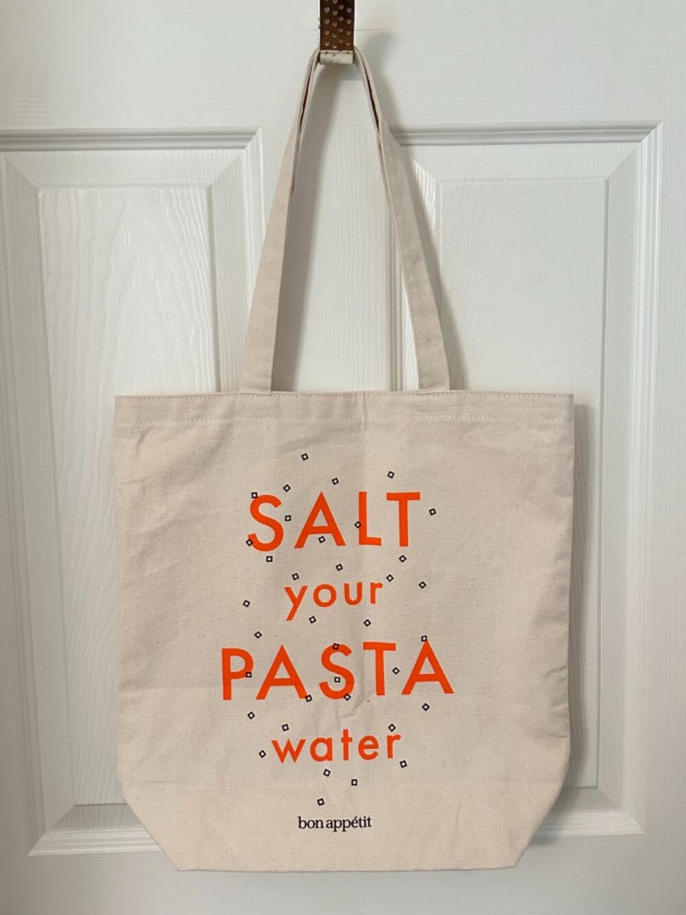 Bon Appétit "Salt Your Pasta Water" Canvas Tote Bag NWOT